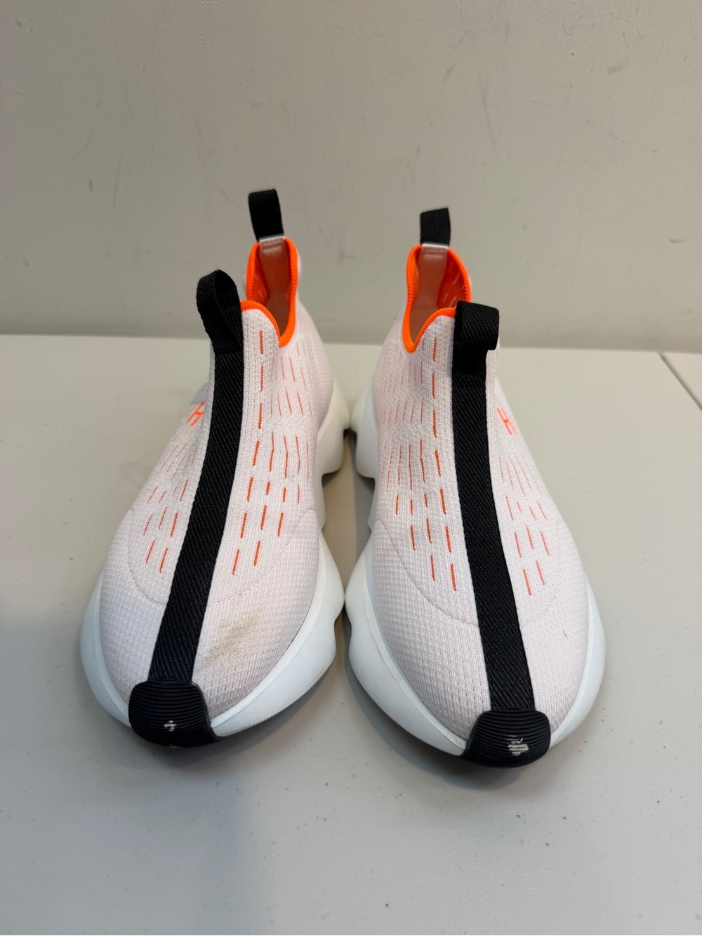 Hermes White and Orange Slip-On Athletic Shoes